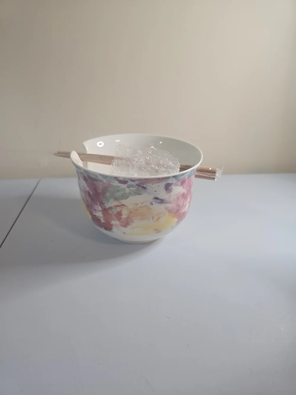 Floral Watercolor Ceramic Bowl - Multicolor -